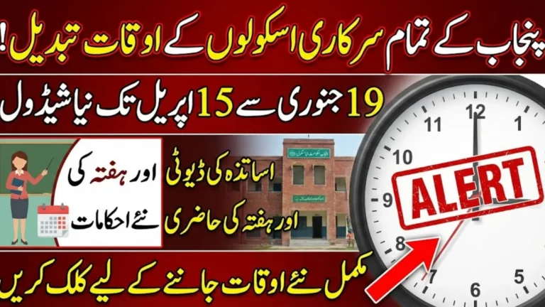 Punjab Revised School Operating Hours Effective January 19 Until April 15, 2026